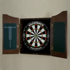 Classic dartboard Cabinet with Razorback Staple Free DartBoard